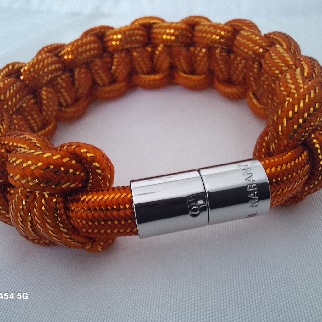 Isabel Marant Woven Metallic Cord And Silver Tone Bracelet Orange